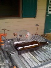 eco friendly bottle cutting with a wet tile saw