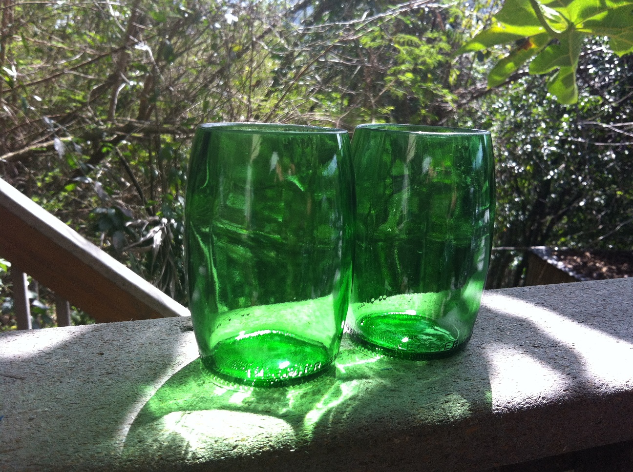Perrier Green Water Bottle Cut Glasses Green, Eco Tumblers