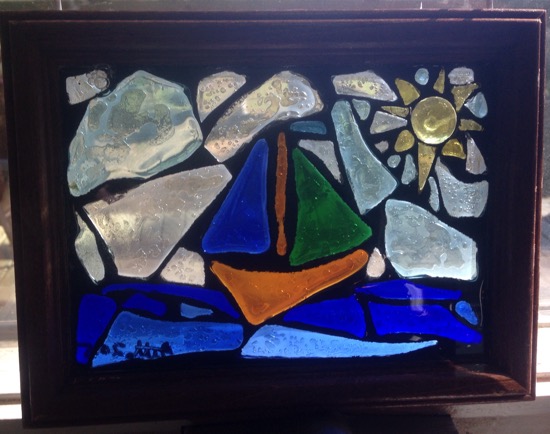 recycled sailboat mosaic